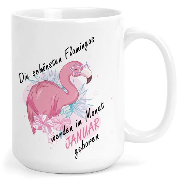 TASSE Flamingo mit Geburtsmonat