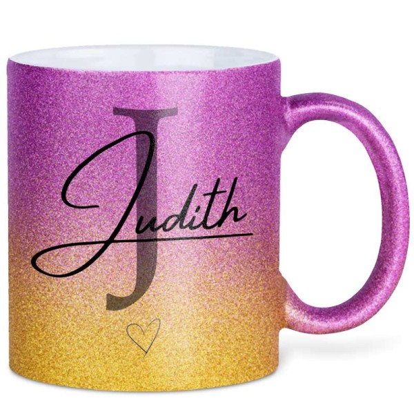 GLITZERTASSE Gold-Pink