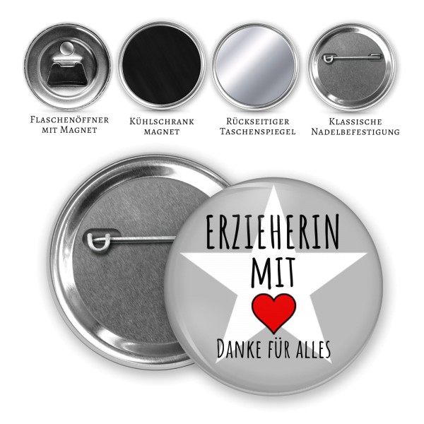 Button Erzieherin mit Herz