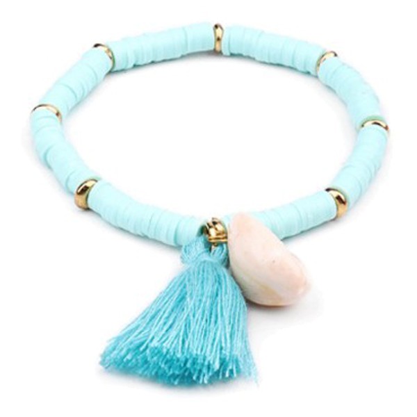 Muschel Armband Blau mit Quaste