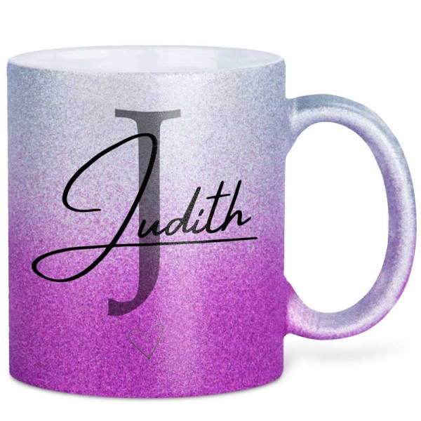 GLITZERTASSE Pink-Silver