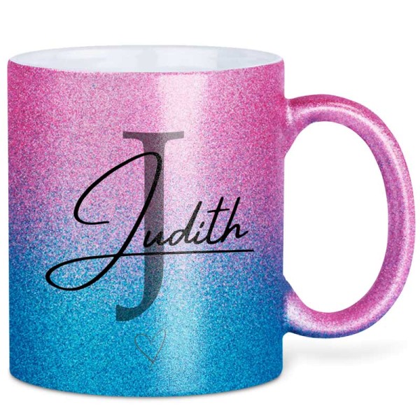 GLITZERTASSE Blue-Pink